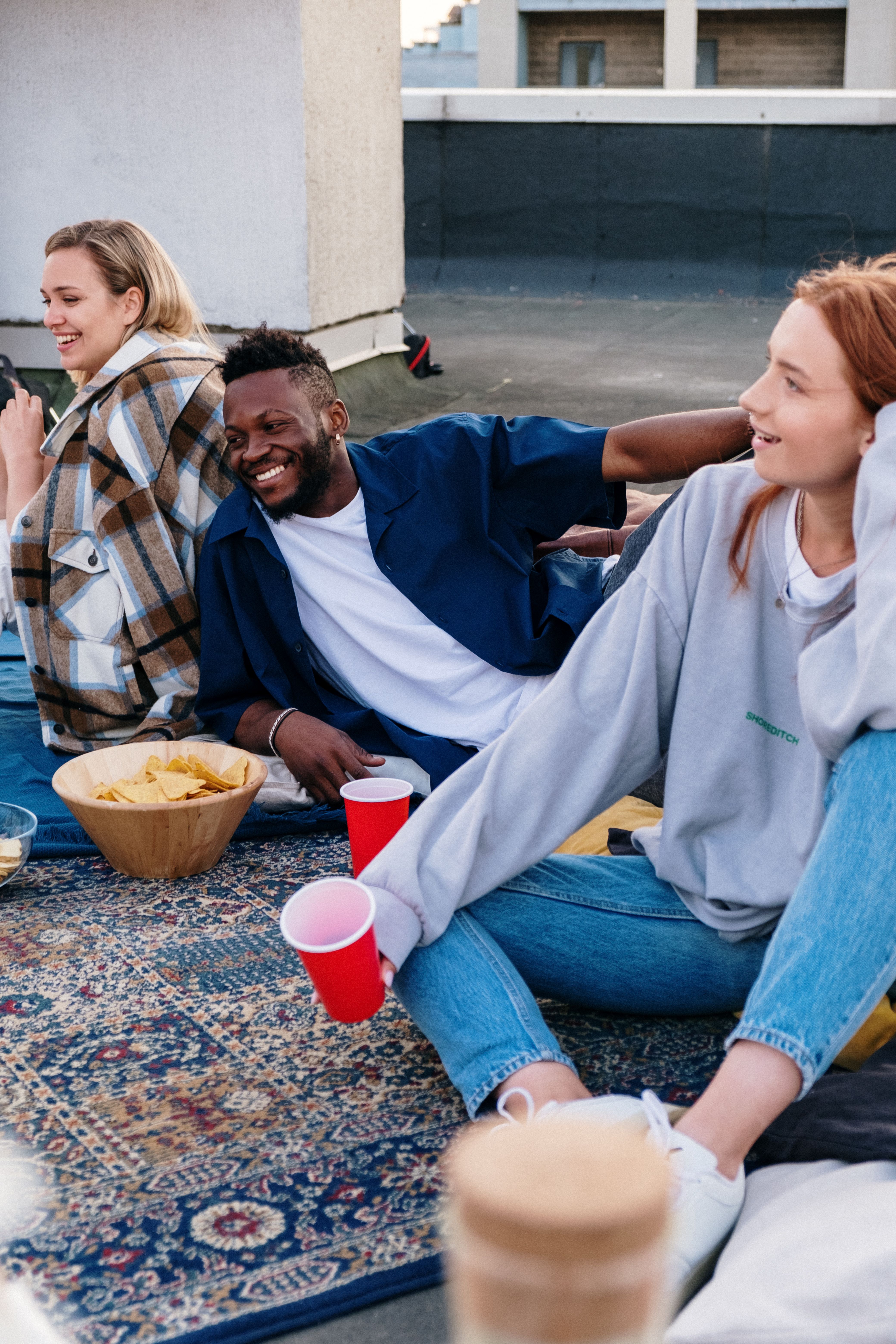 Friends hanging out outside